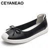 Casual schoenen promotie bowknot cowhide modieuze vrouwen platte lente zachte zool slijtage niet-slip comfortabele loafers