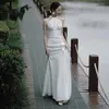 Luxury Simple blanc Satin Small Tail Bride Robe de mariée sexy Robe de bal à dos Sexe Robes de bal en soirée pour femmes 240424
