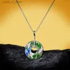 Pendant Necklaces 2021 Newest For Women Genuine 925 Sterling Silver Green Bamboo Leaves Luminous CZ Trendy Jewelry Handmade Enamel H240426