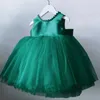 Flickans klänningar Green Christmas Dress for Girls Toddler Kids 1st Birthday Party Gown Elegant Princess Beaded Backless Baby Girl Wedding Vestidosl2404