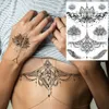 Transfert de tatouage Rejaski Black Henné en dentelle Black Tattoos Tattoos Autocollant pour femmes papillon papillon mehndi false de tatoute autocollant plume flore tatoo 240427
