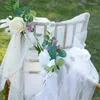 Dekorativa blommor Bröllopsgångsstol Chiffon Ribbon Dekorationer för ceremoni utanför 6stillbehör