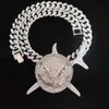 Strängar stor storlek Shark Pendant Necklace Mens Hip-Hop glittrande smycken med iskristall Miami Kubansk kedja Fashionabla smycken 240424