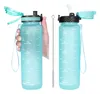 1L Big Water Bottle with Time Marker BPA Free Tritan Plastic 32oz pour le couvercle de paille de débit hydraté pour le vélo 240416