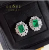 Cluster Rings PANSYSEN 925 Sterling Silver 12x15MM Emerald High Carbon Diamond For Women Men 18K White Gold Plated Anniversary Jewelry