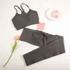 TRABALHOS FEMNIMENTOS CHREISURE 2PCS Conjunto de exercícios femininos sem costura Conjunto de exercícios de ioga Ultra Fin