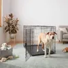 Cat Carriers Crates Houses Foldable metal wire dog cage with tray durable puppy house 48 X 30 X 32.5 inches double door black dog cage inside 240426