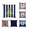 Pillow Sea Blue Compass Printed Cover Anchor Pattern Marine Ship Throw Case Decorative Pillowcase Cojines Almofadas H766