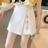 Saias de estilo coreano de primavera verão Mini saia com decoração de alta cintura