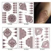 Tattoo Transfer Henna Tattoo Brown Red Tattoo Sticker Temporary Fake Tattoo Lace Floral Totem Temporary Waterproof Body Art Long Lasting Sticker 240426