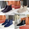 Loro Piano LP Mens Elastic Chelsea Stiefel Stiefel Schuhe Herbst und Winter neue kurze Stiefel und Knöchelstiefel weiße Sohle Schuhe Paar Schuhe flach groß