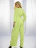 Calças de duas peças femininas CMAZ All-Over Print Troushers Define Women 2024 Spring New Fashion Lace-up V Long Slve Tops Baggy Pants Straight 08073431 Y240426