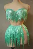 STAGE WARS SEXY SEQUINS TASSELS TUBE BANDAGE TOP deux pièces set pour les femmes Performance Dance Dance Costume Singer Dancer Show