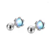 Stud -oorbellen 925 Zilveren naald maansteen liefde hart piercing oorbel voor vrouwen meisjes verjaardag sieraden pendientes eh1651