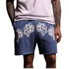 New Men's Cartoon Loose Printing Shorts Pure Cotton Summer Ragged Casual Pants Fiess Sports Capris