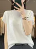 Women's Sweaters Worsted Wool Autumn Winter Round Neck Loose Short Sleeve Waffle Knitted Cashmere Sweater