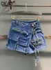 Deat 2024 Spring Womens Irregular Multi Pocket Design A-Line Denim Shorts Pantalon Pantalon Loose High Wide Leg larges JEANS 11XX0123 240410