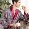 Socks Men's Robe Nightgown Satin Kimono Bathrobe Gown Casual Sleepwear Plus Size Print Gold Home Dressing Gown 3xl 4xl 5xl