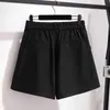 Women's Shorts 150kg plus size womens summer casual high waisted wide leg shorts 5XL 6XL 7XL 8XL 9XL thin A-line shorts blackL2404