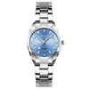 Montre-bracelets 2024 Brand Woamine Watchs Fashion Ladies Quartz Watch Bracelet Blue Dial Simple Silver Mesh Luxury