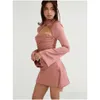 Robes décontractées de base 2022 Jolie mini-robe à manches longues pour femmes Party Tenues Vêtements Magnifique célébrité Robe Rose Drop de Dhyqf