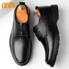 Hanhong British Mens Shoes Man Black Groom Business Dress Soft Sole Sue Spring Casual Leather Wedding 240417