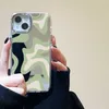 Случаи сотового телефона Wavy Pattern Pripted Case для iPhone 14 Fund Makeup Mircor Case для iPhone 15 11 12 13 13 Pro Max x XR XS Max Shock Cap J240426