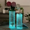 花瓶明るいガラス花瓶クリエイティブな大きな透明な花の波の口配置リビングルームの家の装飾