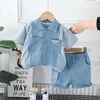 Bekleidungssets Säuglinge Fashiont Bay Boys Jeans Kleidung Sets Sommer Kinder Mode Streifen Shirts Shorts 2pcs Tracksuits Casual Outfits Anzüge