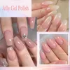 Lilycute Jelly Nude Gel nagellack genomskinlig färg vernis semi permanent lack rosa transparent konst 240425