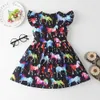 Robes de fille Nouveau bébé vêtements de fille robe décontractée dinosaure charmant coréen coréen coton vêtements enfants enfants bébé fille robesl2404