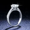 Sier S925 Sterling Ring Mo Sangshi Ring Womens Ring Six Claw Classic Crown Proposal Ring