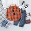 Kleidung Sets Baby Boys Frühling Kinder Plaid-Hemd Jeans 2 Stück Anzug Kleinkind Kind Casual Clothes Kinder Outfits 0-4 Jahre