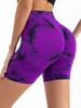 Women's Shorts Womens seamless tie dye high waist and hip lifting sports shorts with high elasticity and breathability short legs Y240425