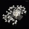 Coiffes 13cm 8cm fleurs de fleur de fleur épingles de cheveux de mariage d'honneur cristal diamante perles clips de mariée grippe 1 pc