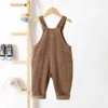 Overalls Baby Overalls Corduroy Jumpsuits Front Pocket Boys Pants 0-3 Y Kids Clothes H240426