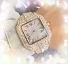 Square Roman Tank Men's Watch Shiny Starry Full Diamonds Ring Ring Quartz Core Militar