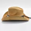 Geniş Kötü Şapkalar Kova Şapkaları Yeni Kağıt Batı Kovboy Şapkası Erkekler İçin Kadınlar Yaz Plajı Güneş Şapkaları Cowgirl Caz Şapkası Sombrero Hombre Y240425