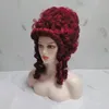 Cosplay peruk halloween peruk kostymmodell peruk djup röd perm curl peruk middag frisyr krymp