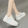 Casual Shoes Comemore Leather Thick Bottom 2024 Spring White Women Shoe Ladies Sneakers Round Toe Platform Luxury Fashion Autumn