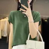 Women's Sweaters Worsted Wool Autumn Winter Round Neck Loose Short Sleeve Waffle Knitted Cashmere Sweater