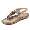 Sandalias de estilo étnico de verano para mujeres zapatos plano playa turística bohemia con cuentas de hierbas zapatillas flip flop sandles tacones fenty diapositivas 240228