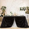 Panno da tavolo da 108x50 pollici di paillettes rettangolare in nero usato come tovaglia scintillante per la decorazione della doccia per la spina dessert matrimoniale di compleanno 240426