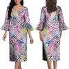 Feestjurken Aangepaste Polynesische damesjurk Slim Vintage Summer Lange Mouw 2024 Design comfortabel met gegolfde manchetten