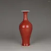 Bouteilles chinoises Qing Yongzheng Vase en porcelaine de glaze rouge 6,69 pouces