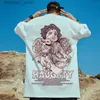 Men's T-Shirts Mens oversized short sleeved mens loose and trendy T-shirt quarter street top graphic Q240426