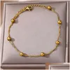 Anklets For Women 14K Yellow Gold Golden Color Chain Anklet Female Summer Beach Accessories Foot Leg Bracelets Fashion Jewelry Drop De Ot2Fb