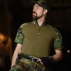 Тактические футболки Hanye Camouflage Tactical Funt Mens Mens с коротки