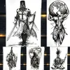 Tattoo Transfer Superheros Waterproof Temporary Tattoos For Men Body Arm Fake Big Arm Tattoo Stickers For Women Black Temo India Warrior Tatoo 240426