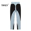 Women's Jeans TIFICY Stretchy And Slim Pants Spring Autumn Personalized Contrast Color Patches Washed Light Jean Pant